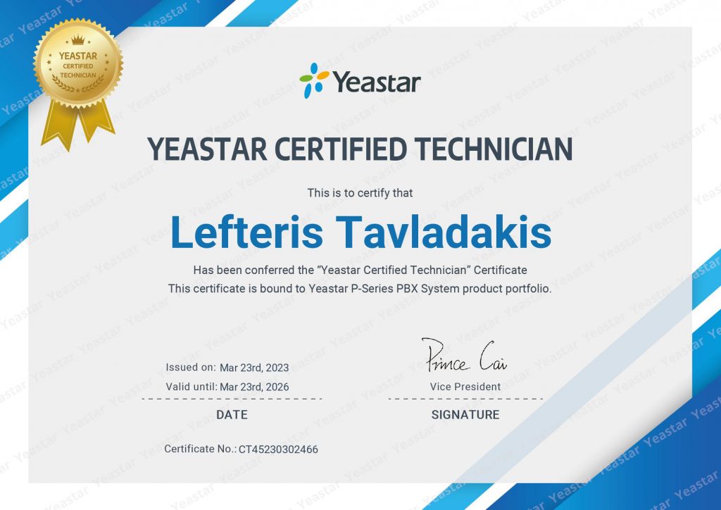 Yeastar Certified Technician